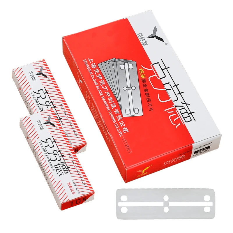 Cloud 100 pcs Japan 6CR13 Stainless Steel Double Edge Blade Safety Razor Blade Easy to Use for Personal Shaving Blades C0014A