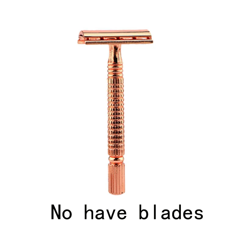 Double Edge Safety Razor - Stainless Steel Butterfly Open with Mirrored Travel Case & Blade Refills for Men Women