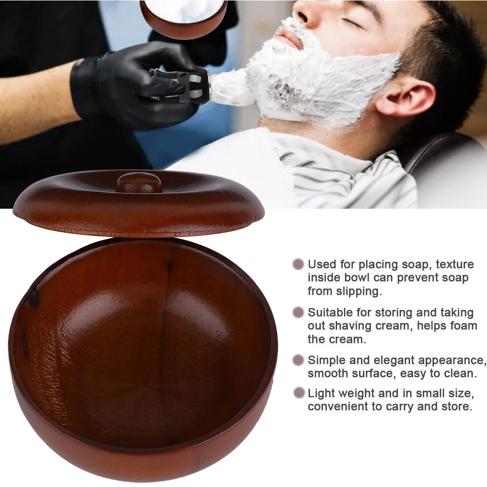 Foam Shaving Bowl Men Shaving Bowl Rubber Wood Shaving Soap Cream Bowl Men Foaming Shaving Bowl with Cover Shaving Cream Bowl