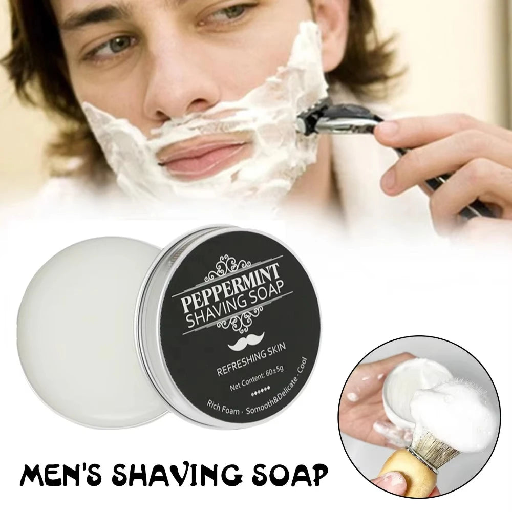 Handmade Men's Beard Shaving Soap Smooth Texture Dense Bar for Clean Fresh Face Organic Foam Shaving Cream for Men