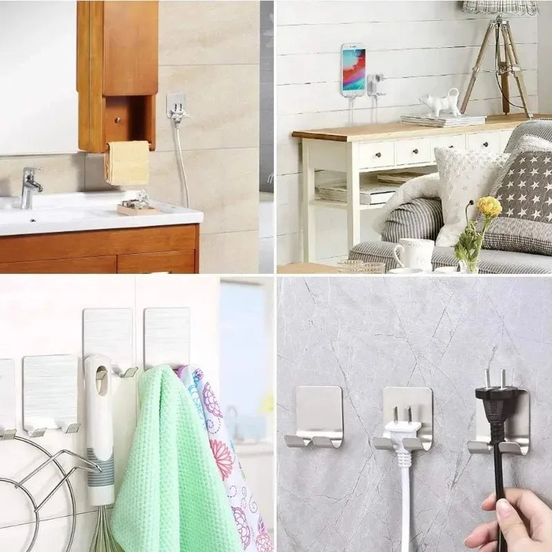 Stainless Steel Shaver Hook Door Rear Bathroom Storage Hook Creative Plug Hook Razor Blade Self-adhesive Hook Single Hook