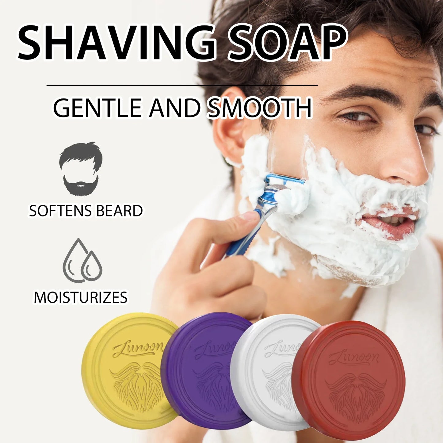 Men's Shaving Soap Bar Handmade Smooth Nourishing Texture - Organic Foam Shaving Cream for Men Face Freshness & Cleanliness 80g