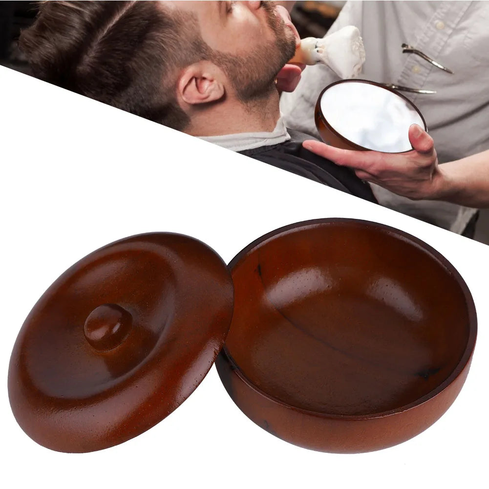 Foam Shaving Bowl Men Shaving Bowl Rubber Wood Shaving Soap Cream Bowl Men Foaming Shaving Bowl with Cover Shaving Cream Bowl