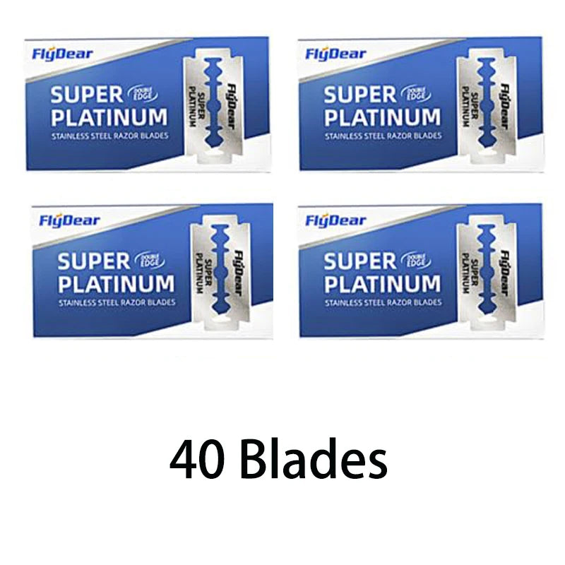 Double Edge Safety Razor - Stainless Steel Butterfly Open with Mirrored Travel Case & Blade Refills for Men Women