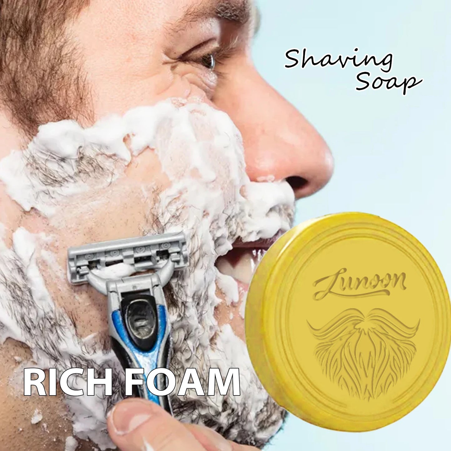 Men's Shaving Soap Bar Handmade Smooth Nourishing Texture - Organic Foam Shaving Cream for Men Face Freshness & Cleanliness 80g