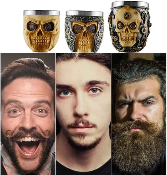 Stainless steel shaving soap bowl 1/3pcs, mug skull，Special for real hair wigs