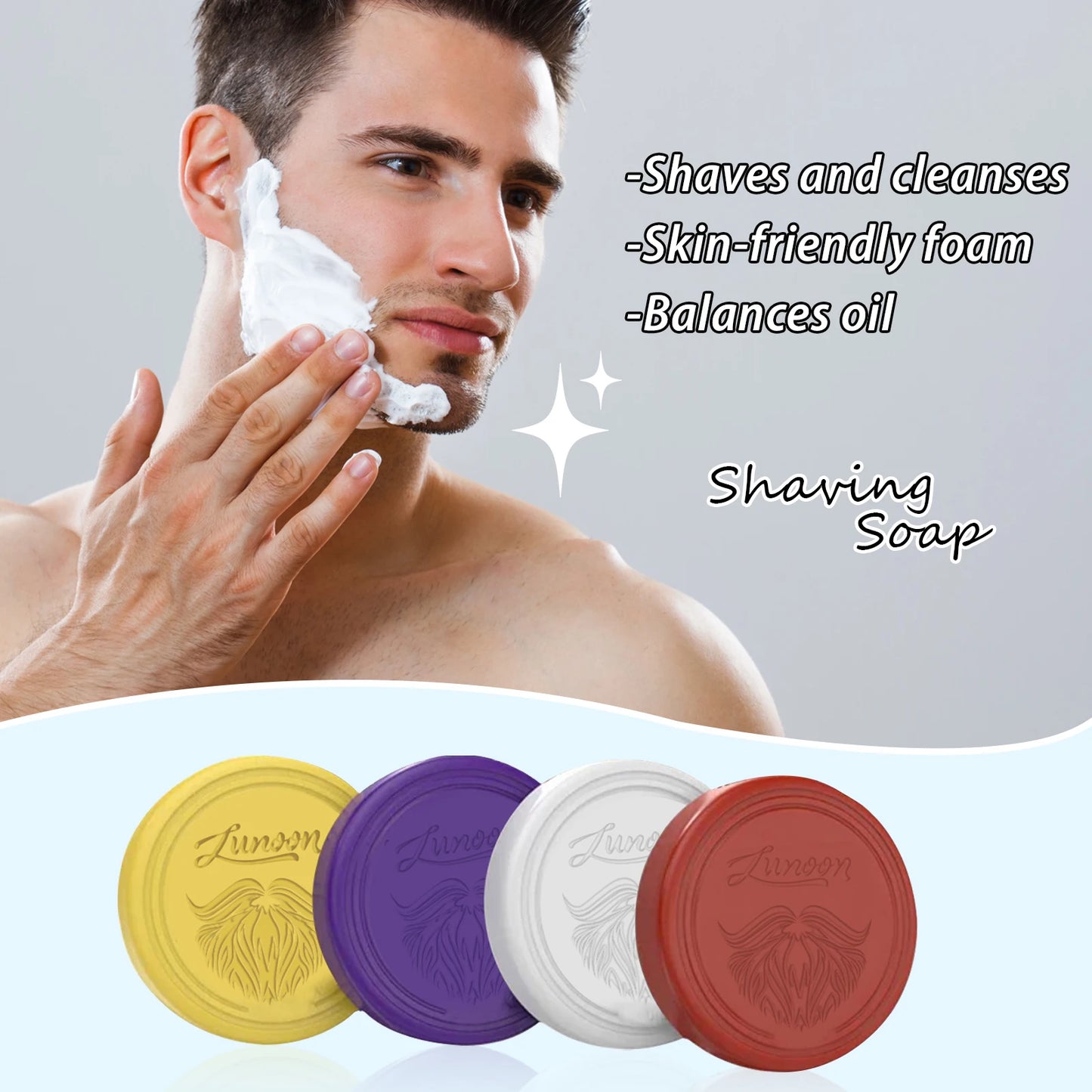 Men's Shaving Soap Bar Handmade Smooth Nourishing Texture - Organic Foam Shaving Cream for Men Face Freshness & Cleanliness 80g