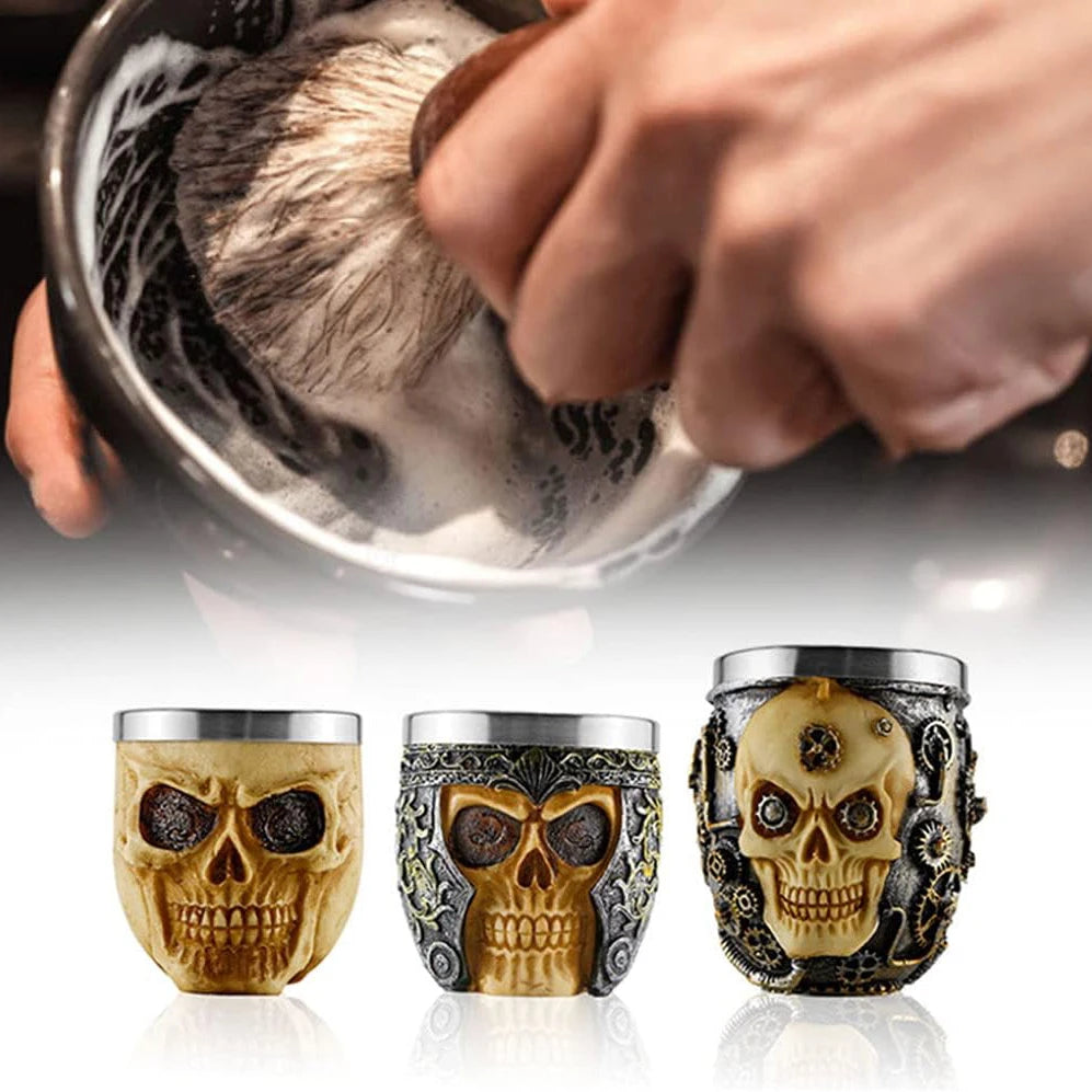 Stainless steel shaving soap bowl 1/3pcs, mug skull，Special for real hair wigs