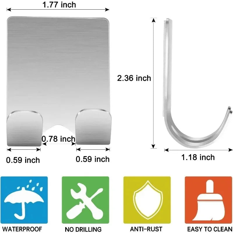 Stainless Steel Shaver Hook Door Rear Bathroom Storage Hook Creative Plug Hook Razor Blade Self-adhesive Hook Single Hook