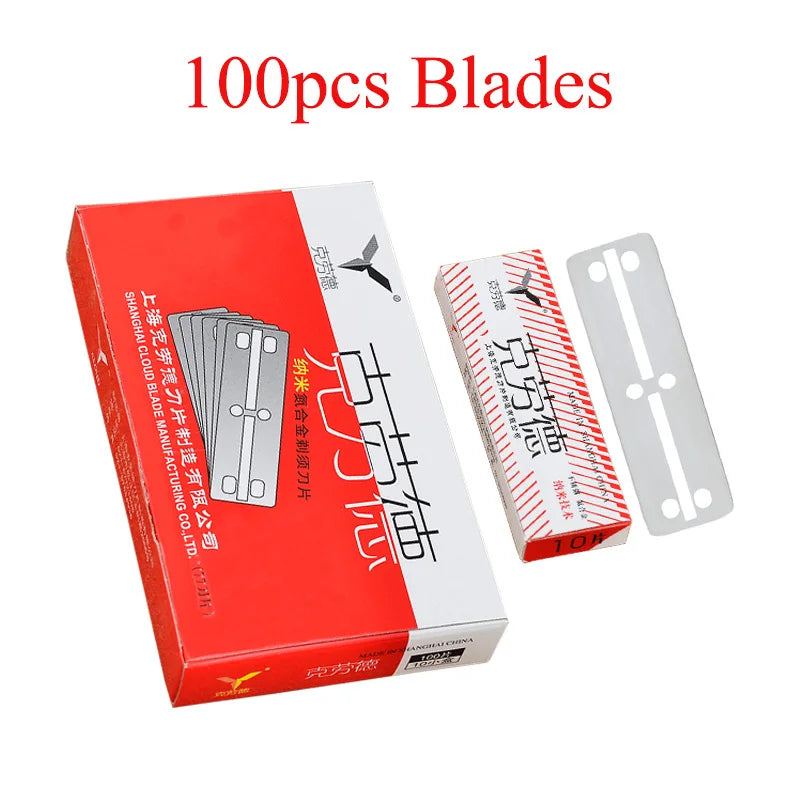 Cloud 100 pcs Japan 6CR13 Stainless Steel Double Edge Blade Safety Razor Blade Easy to Use for Personal Shaving Blades C0014A