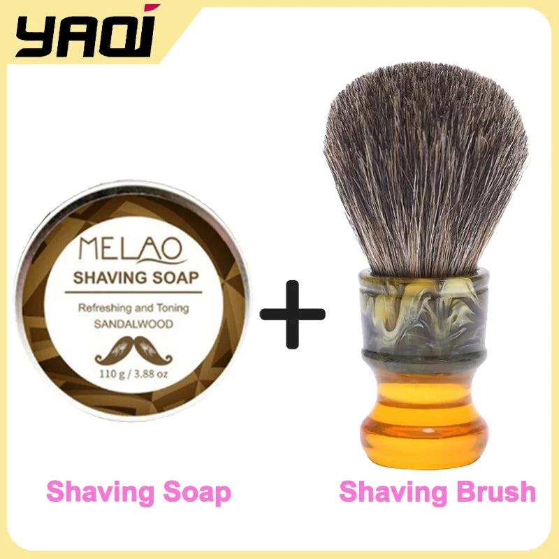 YAQI 100% Pure Badger Hair Resin Handle Wet Shaving Brush 24MM Sagrada Familia Portable Travel Cleaning Tools And Shaving Soap