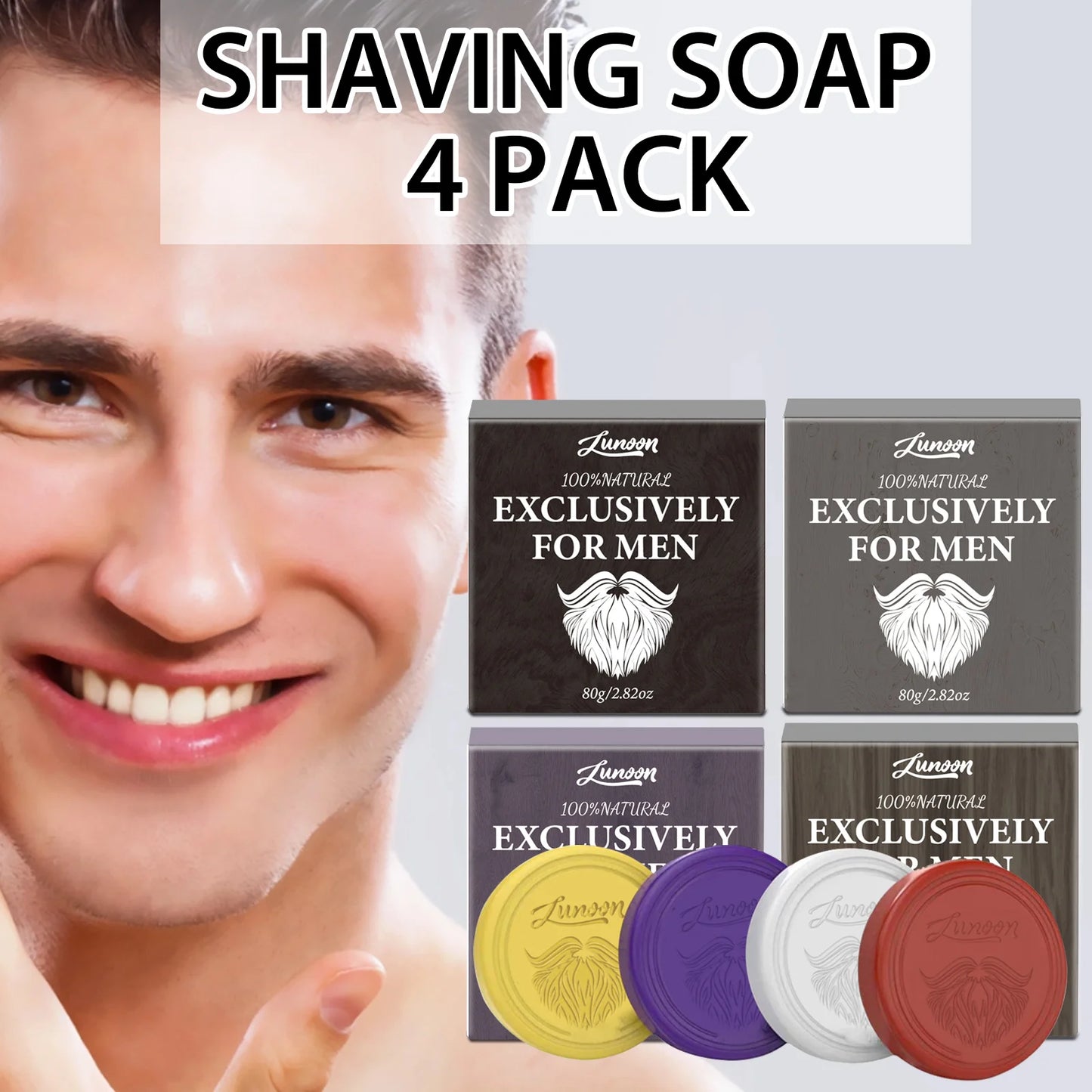 Men's Shaving Soap Bar Handmade Smooth Nourishing Texture - Organic Foam Shaving Cream for Men Face Freshness & Cleanliness 80g
